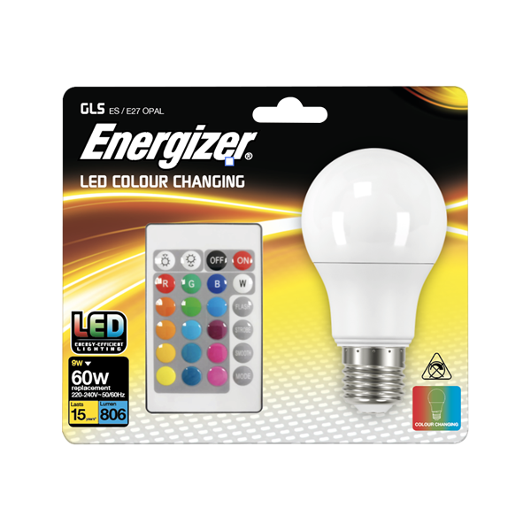 S14542 Energizer Colour Changing E27 Gls Led Rgb W With Remote