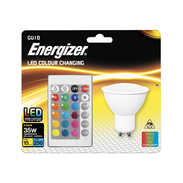 S14544 Energizer Colour Changing Gu10 Led Rgb W With Remote