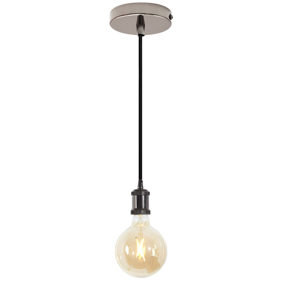 4Lite Wiz Connected Single Pendant Blackened Silver with Amber G125 Filament LED Smart Bulb