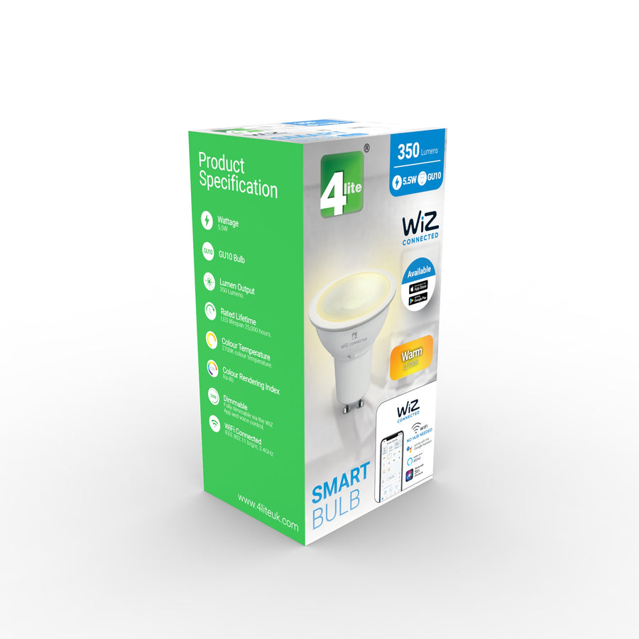 4lite WiZ Connected GU10 White Smart Bulbs, (4 Pack)