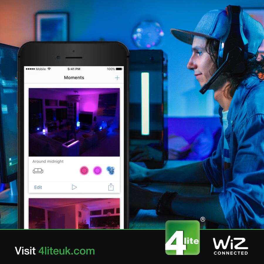 4lite WiZ Connected E27 Colour Smart Bulbs, 4 Pack