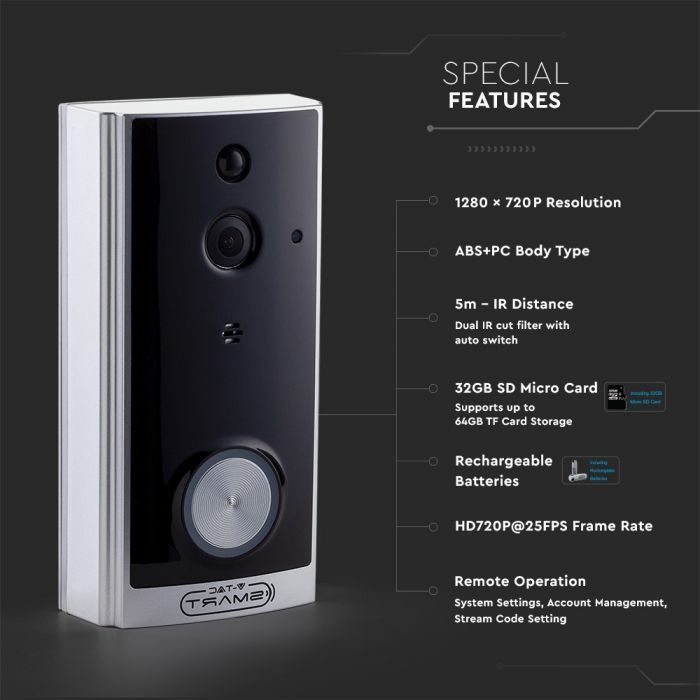 V-TAC Smart Doorbells With Chime