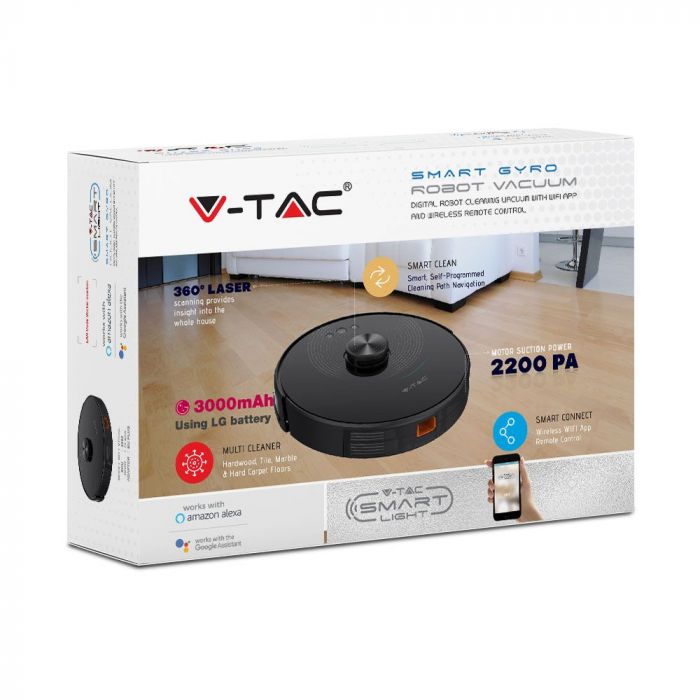 V-Tac Auto Vacuum Cleaner (Bs Plug) Works With Alexa & Google Home
