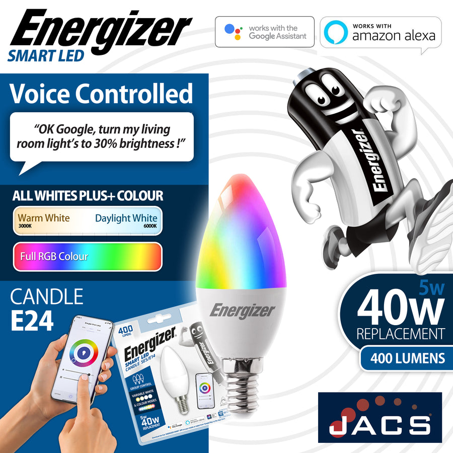 S17163 Energizer Smart E14 (Ses) Candle - 5w - Colour Changing - 470lm