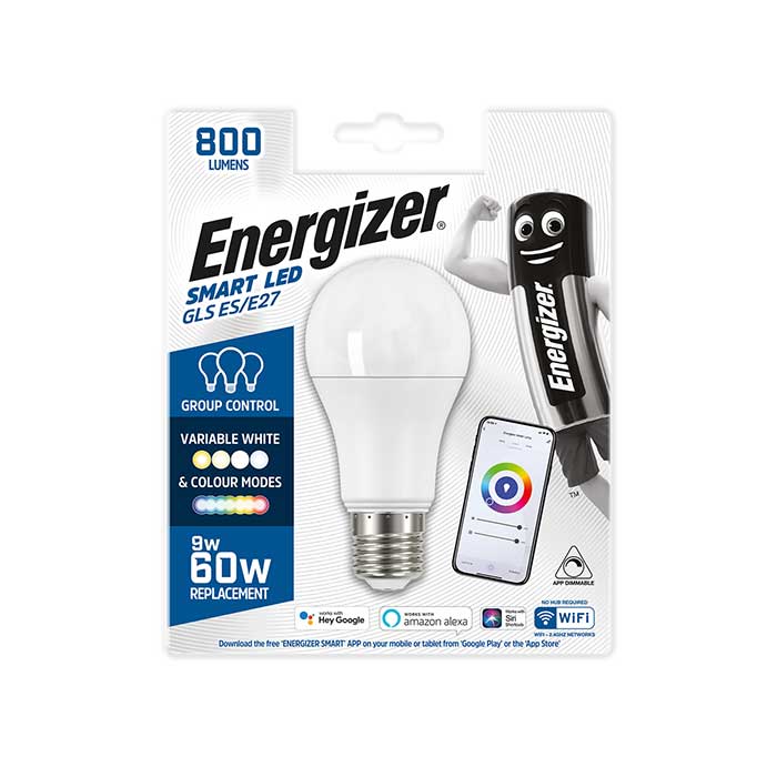 S17162 Energizer Smart E27 (ES) GLS - 9w - Colour Changing - 806lm