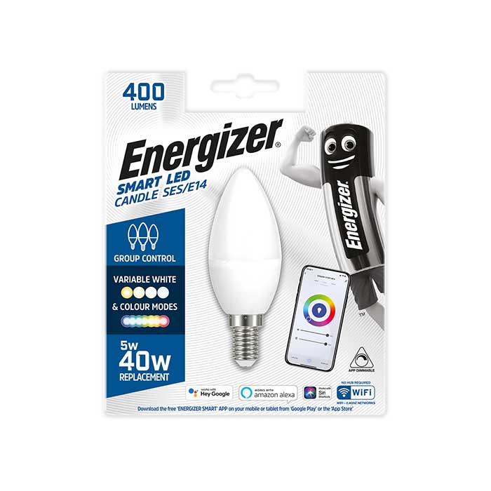 S17163 Energizer Smart E14 (Ses) Candle - 5w - Colour Changing - 470lm