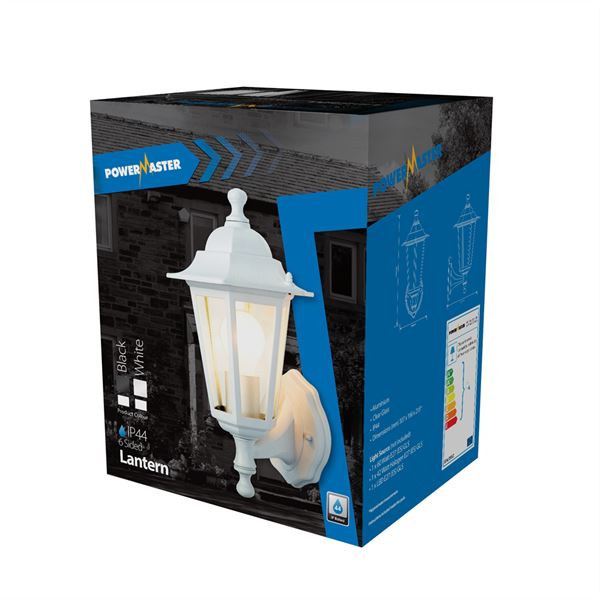 6 Sided White Lantern with 4lite WiZ Connected E27 Colour Smart Bulb