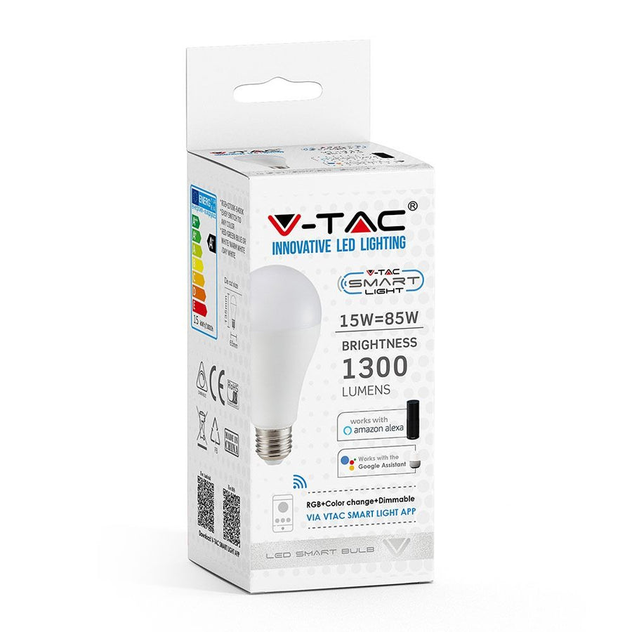 V-Tac 15w A65 Smart Bulb Rgb+Ww+Cw E27