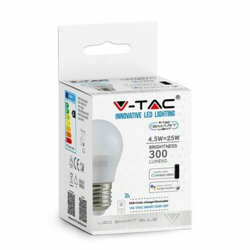 V-Tac Smart E27 Golf Compatible With Amazon Alexa & Google Home Rgb+Ww+Cw