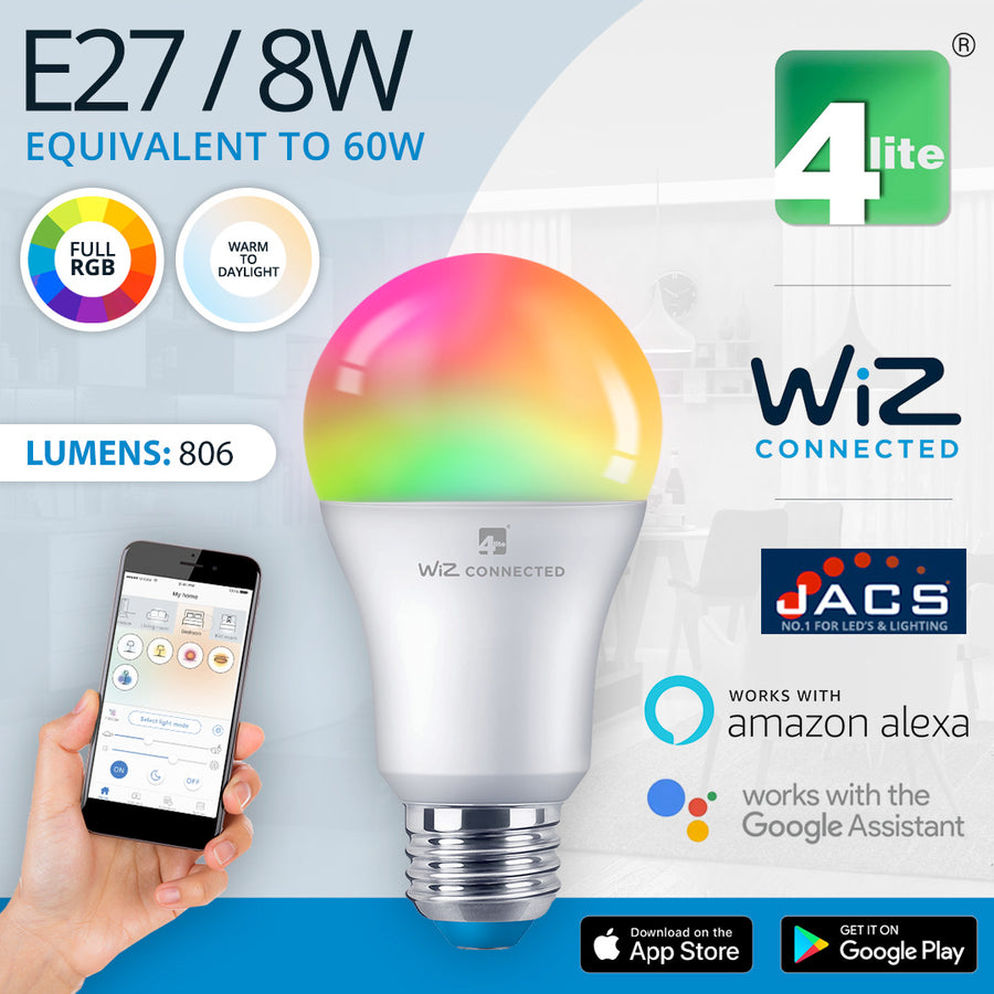 6 Sided Black Lantern with 4lite WiZ Connected E27 Colour Smart Bulb