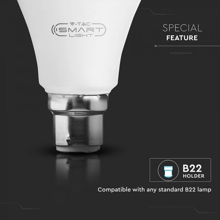 V-TAC Smart B22 10w Bulb Compatible With Amazon Alexa & Google Home RGB+WW+CW