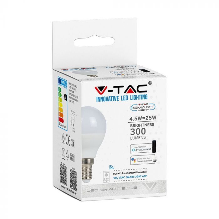 V-TAC SMART E14 GOLF Compatible With Amazon Alexa & Google Home RGB+WW+CW