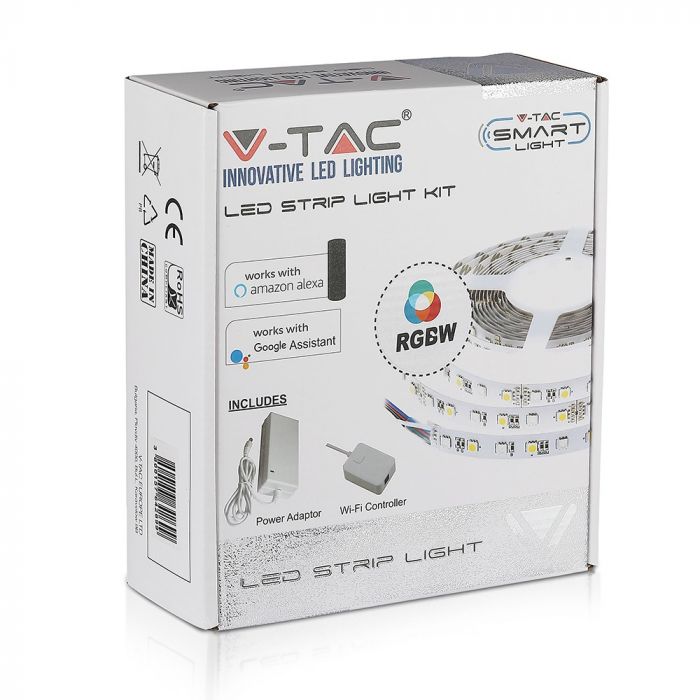 V-Tac 10W/M Led Strip Kit Compatible With Alexa & Google Home RGB+W Ip20-5m/Roll