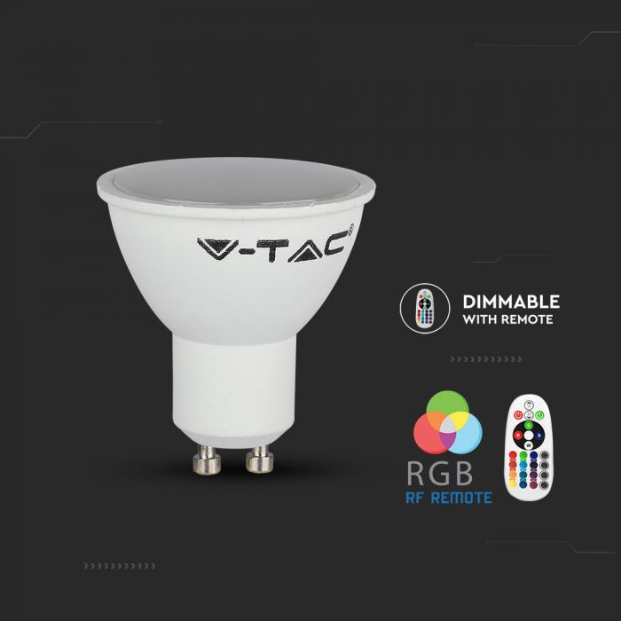 3.5w Gu10 Spotlight (Remote Control - Dimmable) Milky Cover-Rgb+6400k 110'd