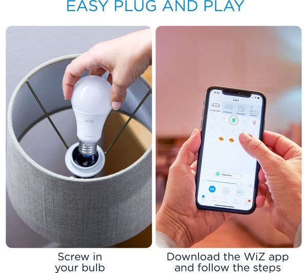 4lite WiZ Connected E27 Colour Smart Bulbs 2 Pack